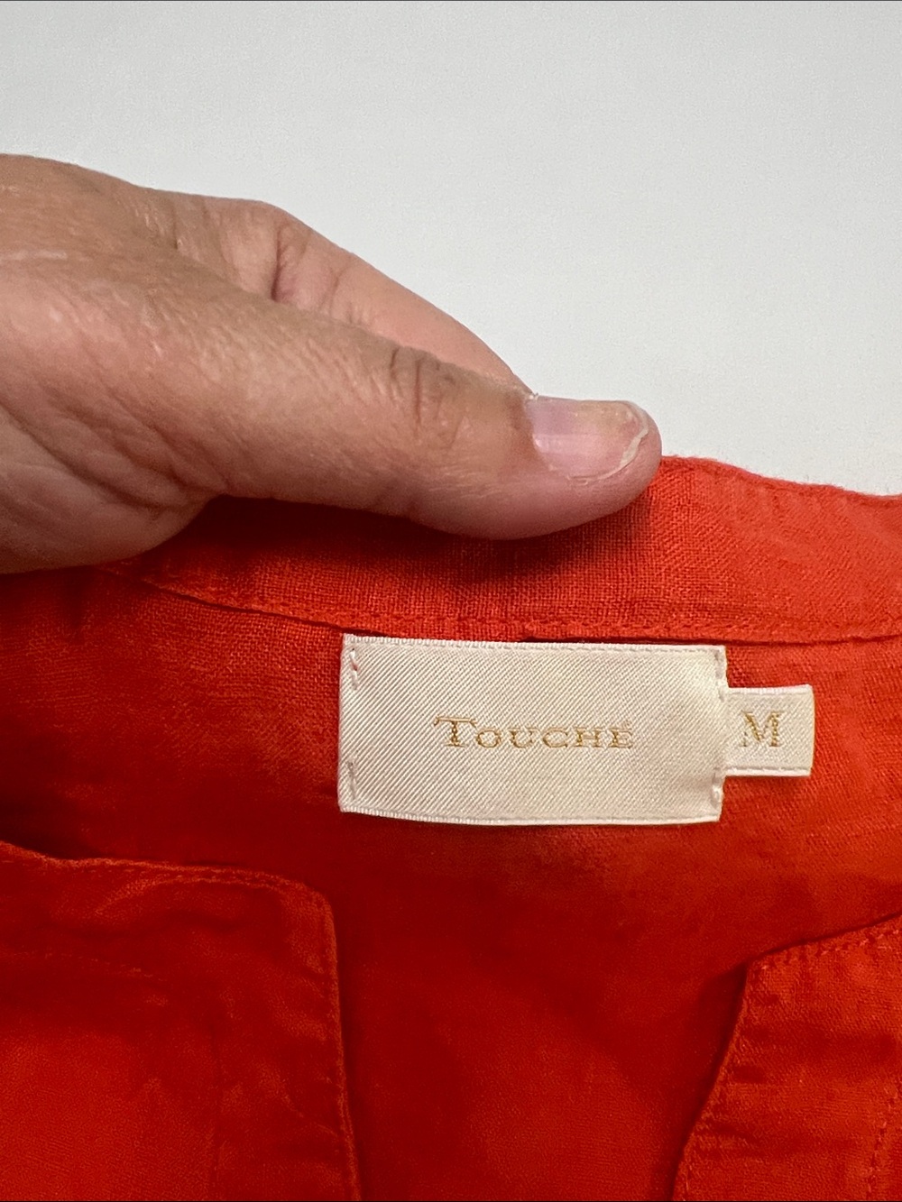 TOUCHE’ WOMEN’S ORANGE LINEN SLEEVELESS MINI DRESS RESORTWEAR CASUAL SIZE MEDIUM - Picture 6 of 12